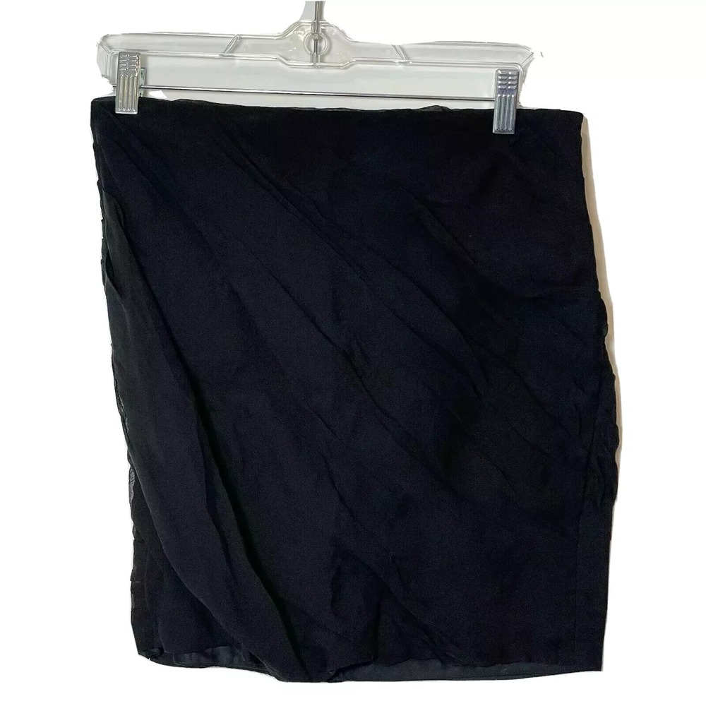 Diane‎ Von Furstenberg Black Silk Mini Skirt Womens Size 6 Ruched Career Formal